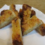 ばんせん(食パンに牡丹海老をたたいて味付け)焼いた美味しい